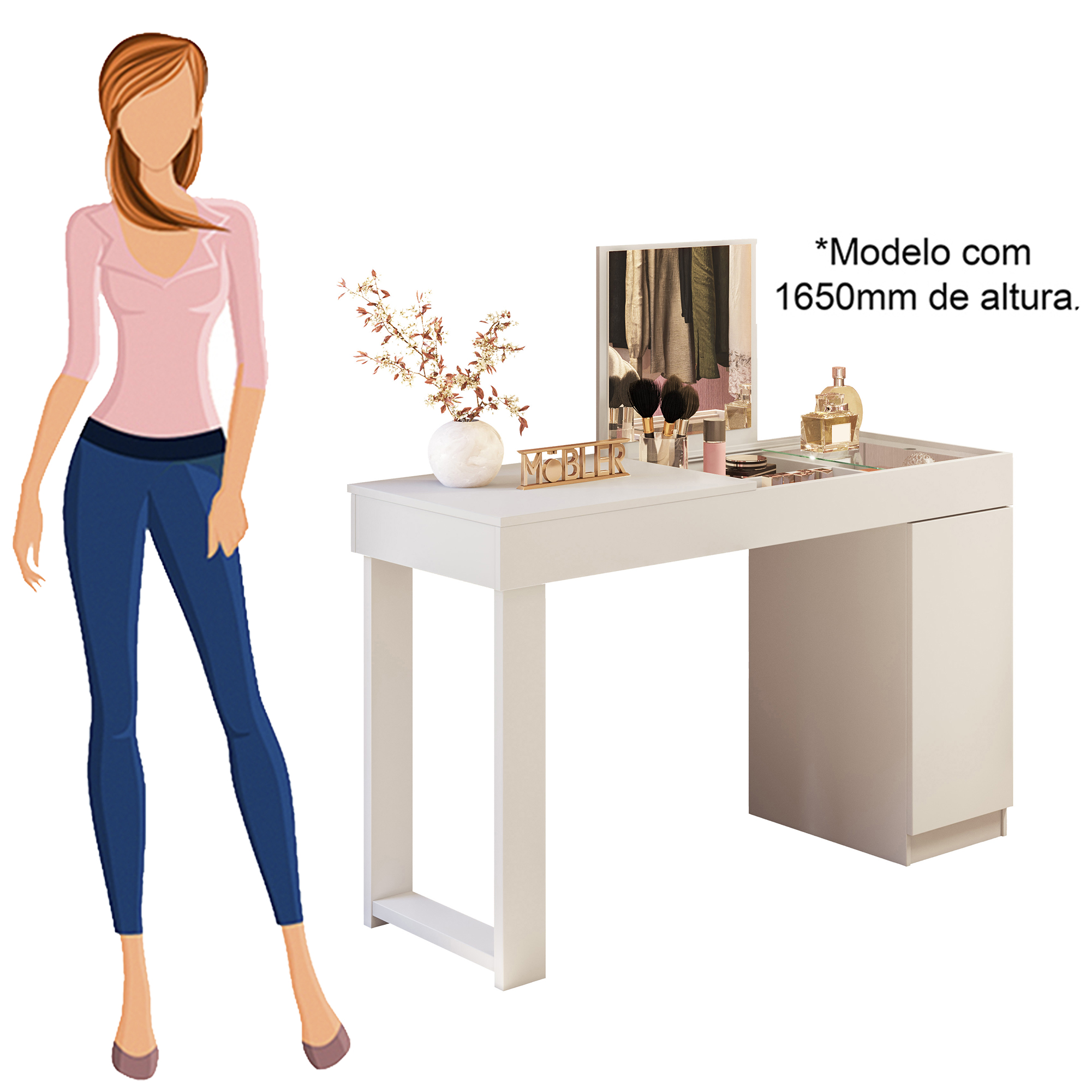 Mobler - Ecrivaninha Penteadeira Love - Branco - Infinito