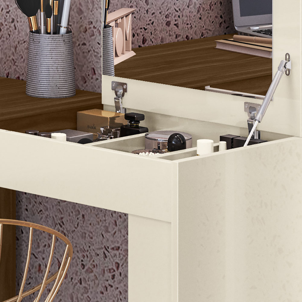 Mobler - Escrivaninha de Canto com Camarim Jade - Freijo e Off White - detalhe